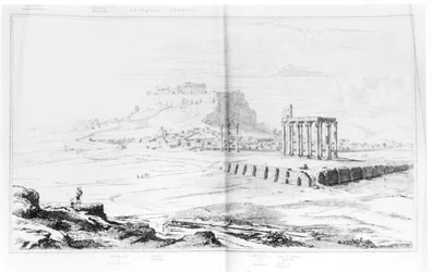 Zuidelijk uitzicht op de Akropolis, Athene, vanaf de linkeroever van de Ilissus, uit 